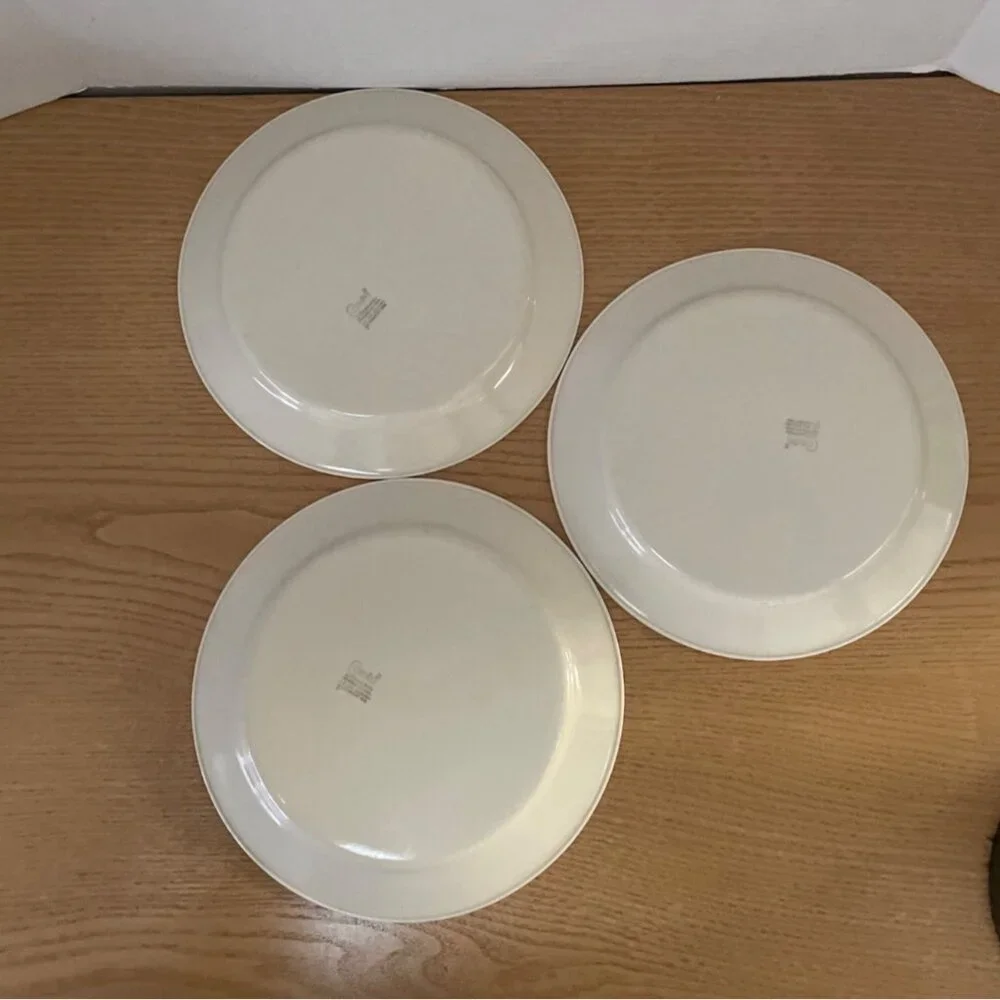 Vtg Corelle Windflower Sandstone 3 Luncheon Salad Appetizer Plates Peach Blue 9